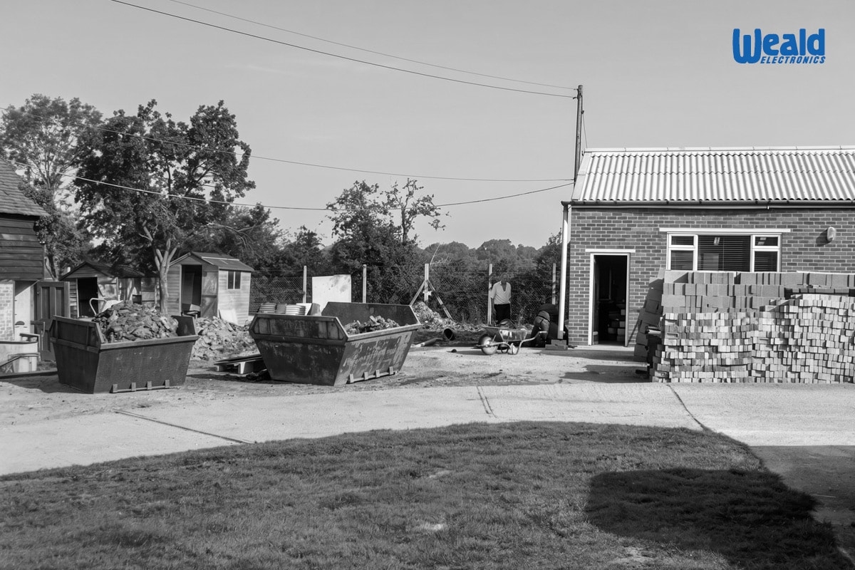 Building works at Weald Electronics in the 1970s.