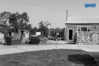 Building works at Weald Electronics in the 1970s.